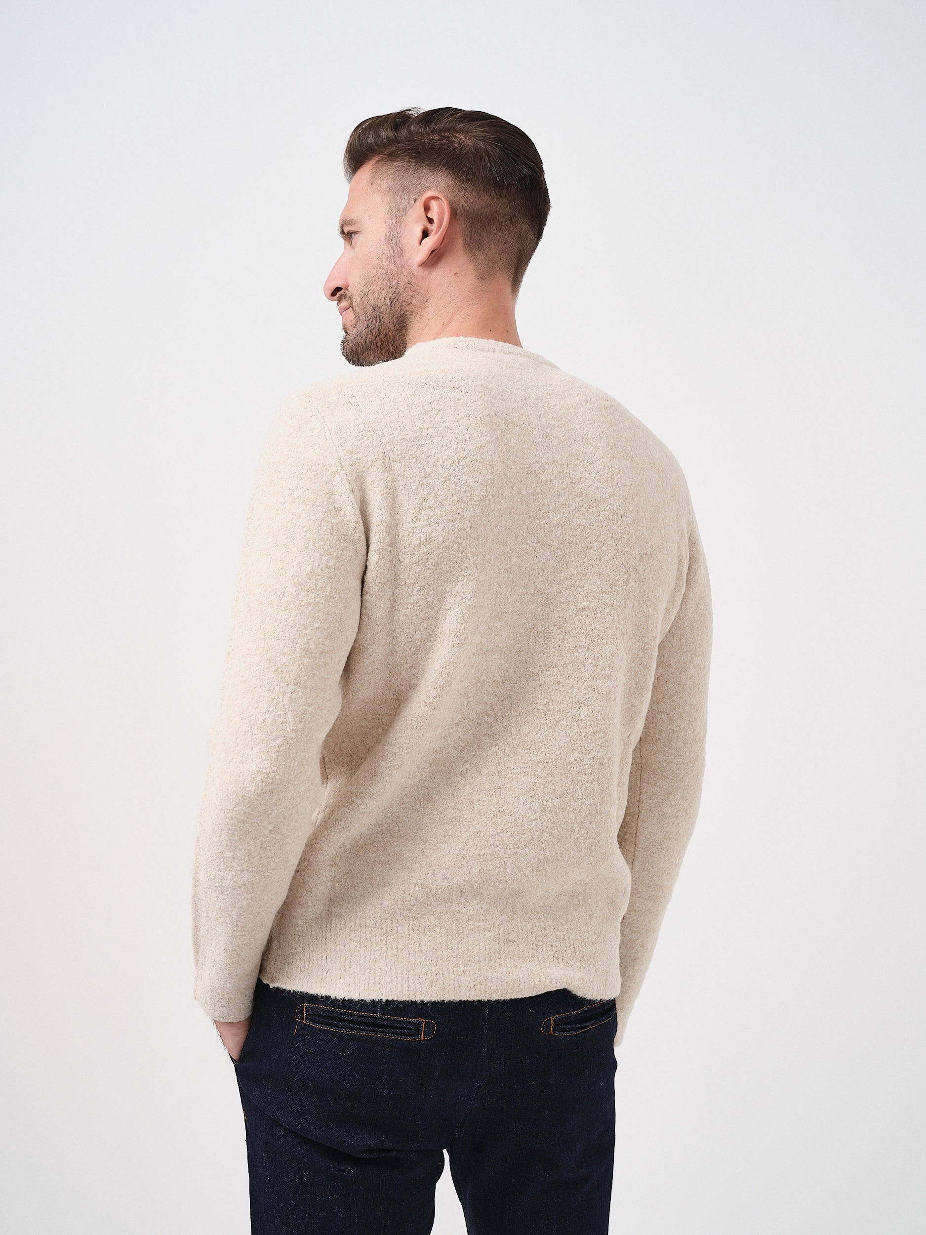 MIKE - MAGLIONE IN LANA MERINO PANNA