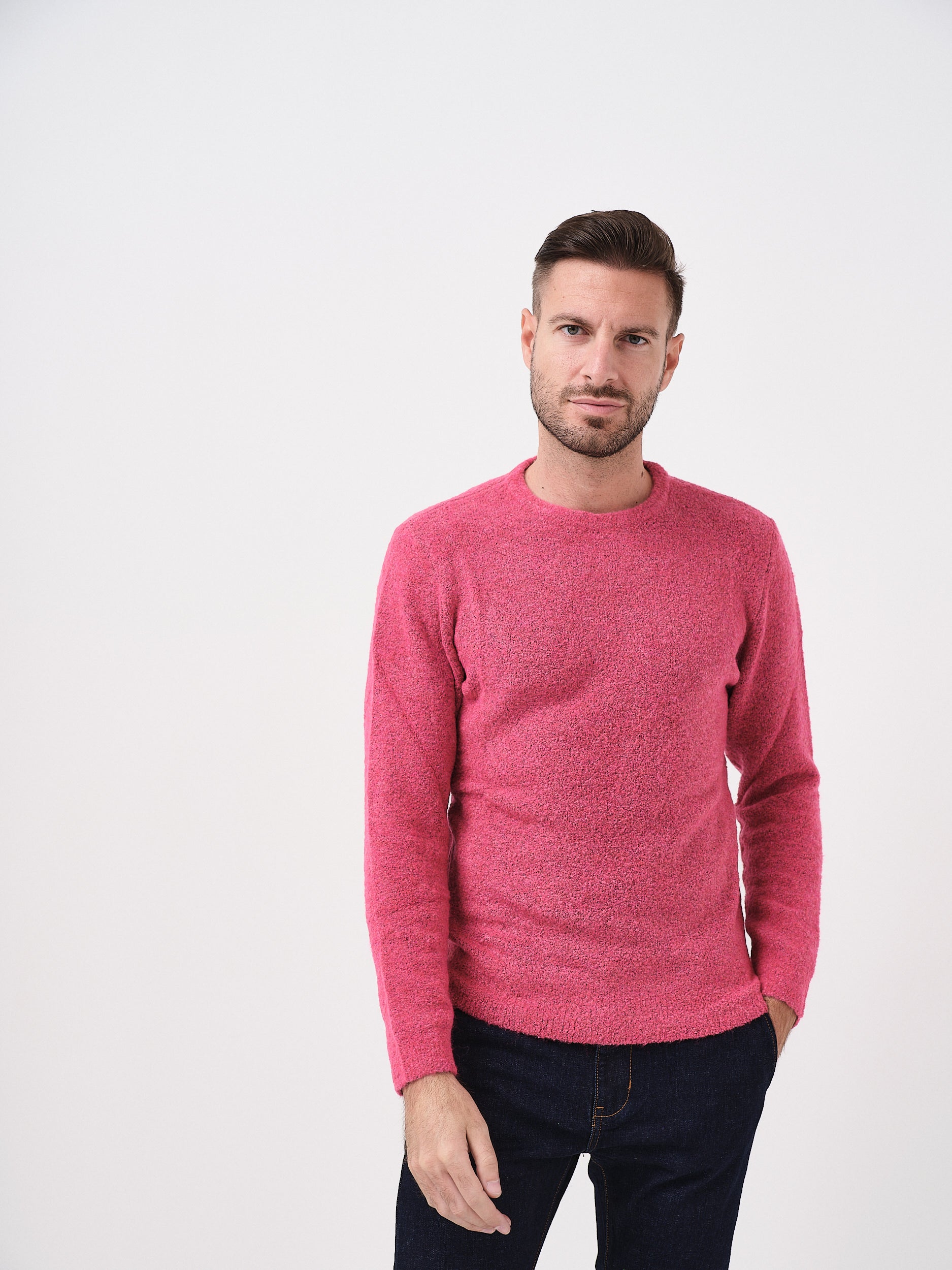 MIKE - MAGLIONE IN LANA MERINO - ROSA