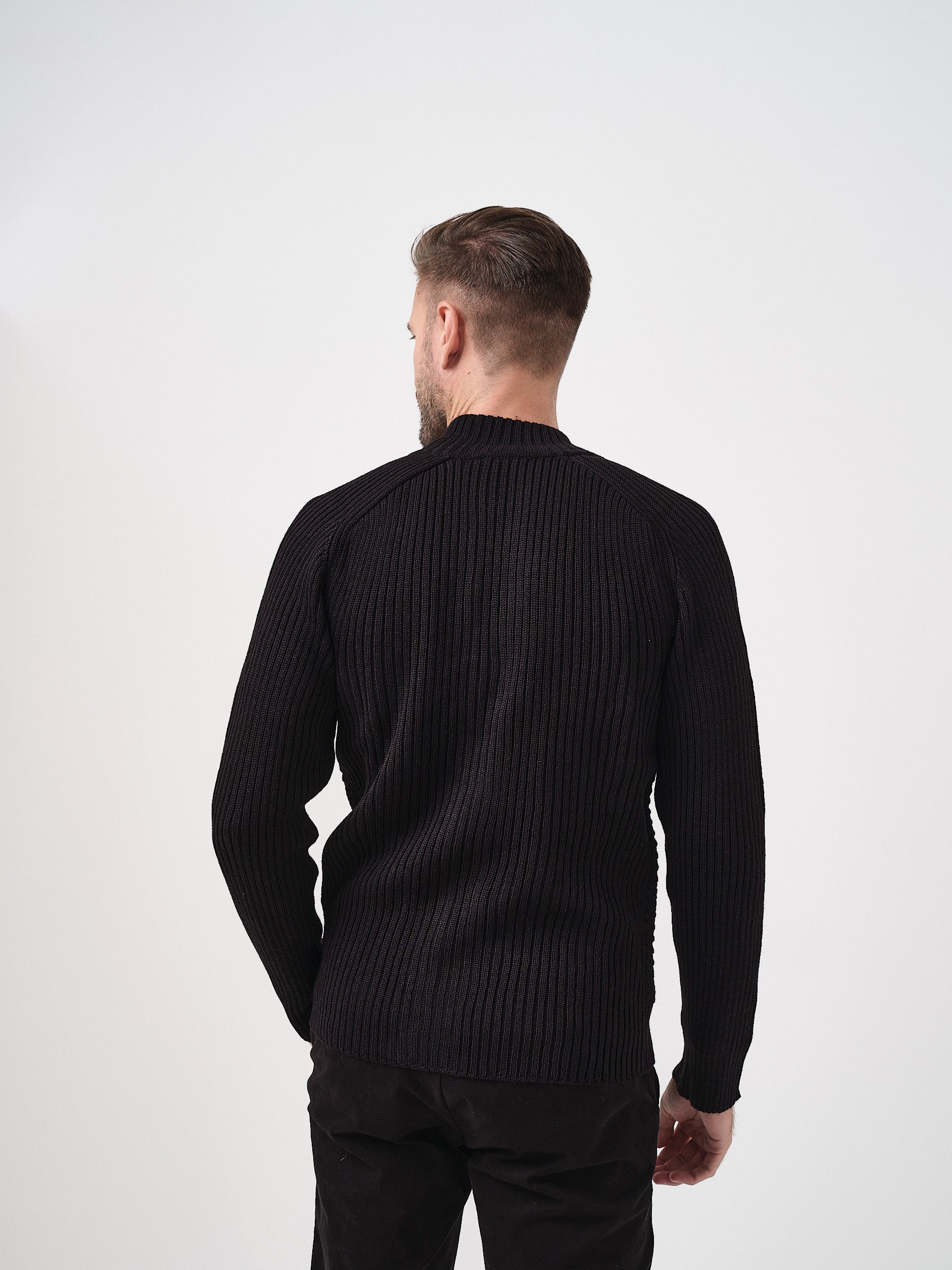 LEO - CARDIGAN IN LANA MERINO - NERO