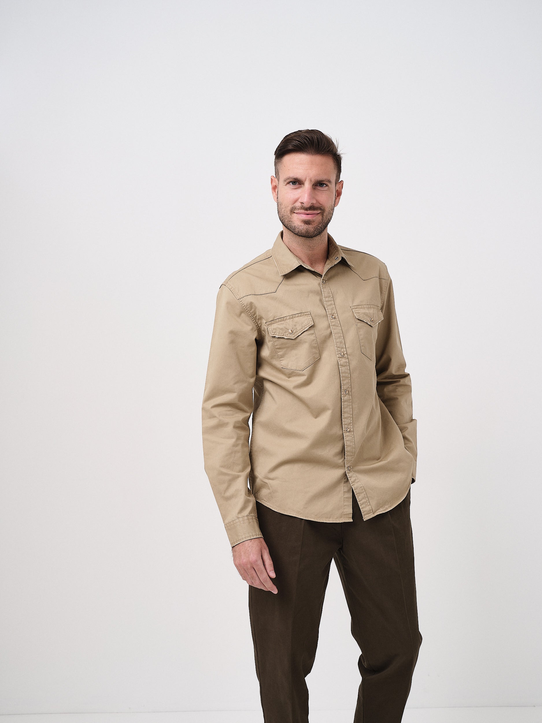 KANSAS - CAMICIA MANICA LUNGA - BEIGE