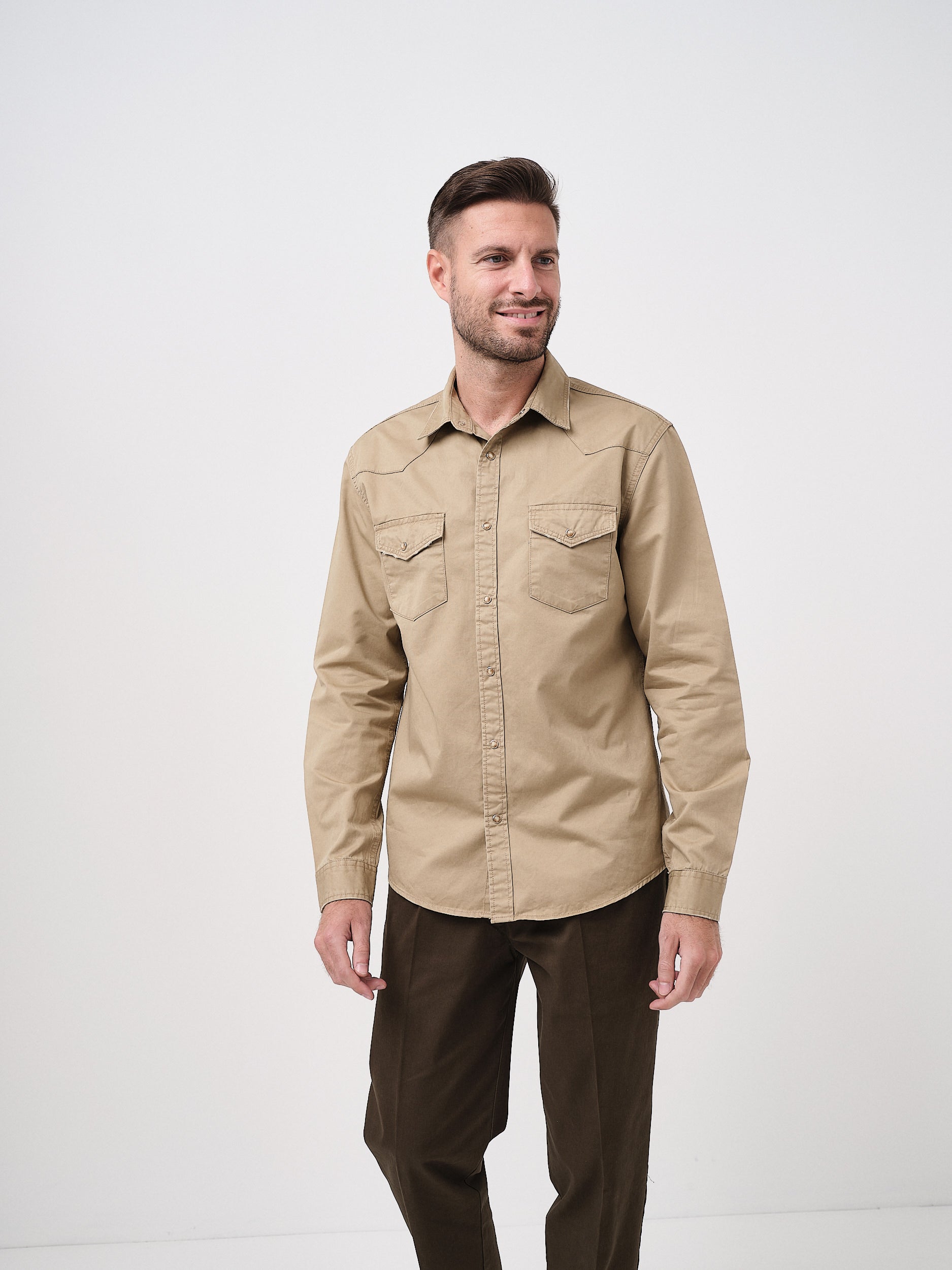 KANSAS - CAMICIA MANICA LUNGA - BEIGE