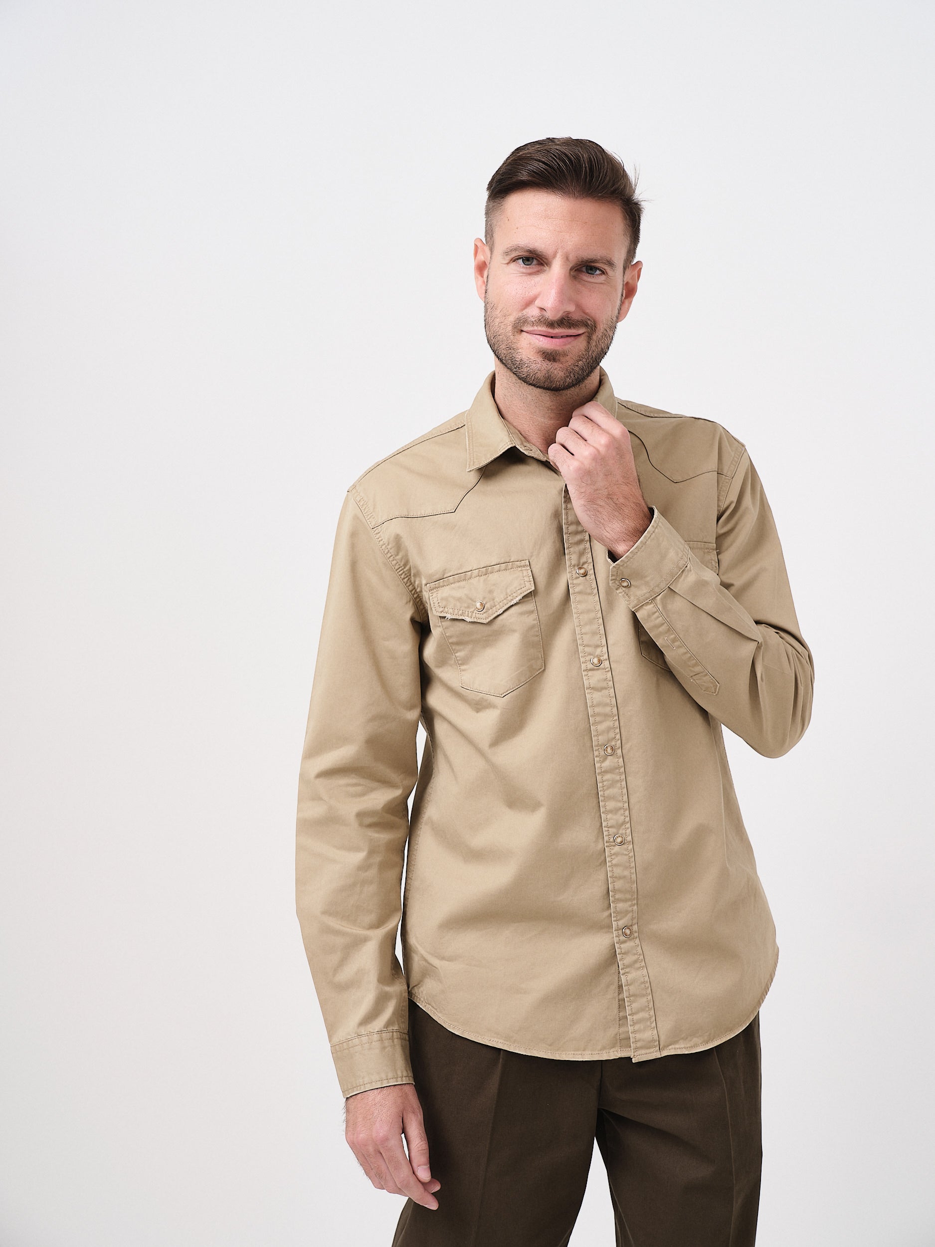 KANSAS - CAMICIA MANICA LUNGA - BEIGE