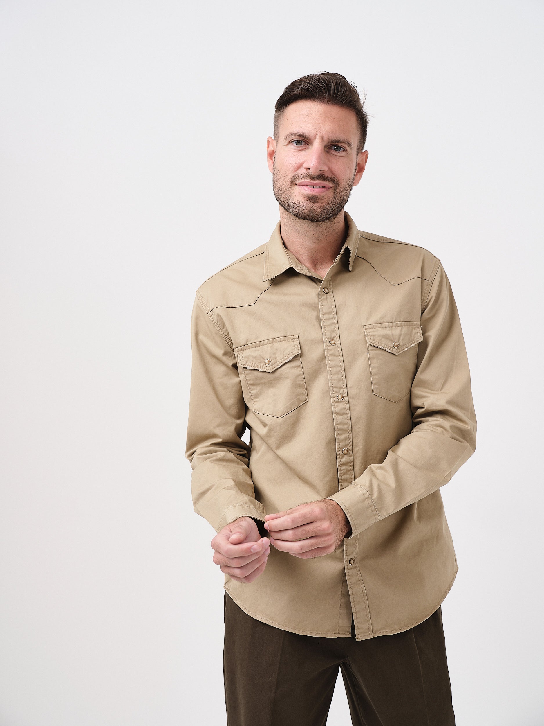 KANSAS - CAMICIA MANICA LUNGA - BEIGE