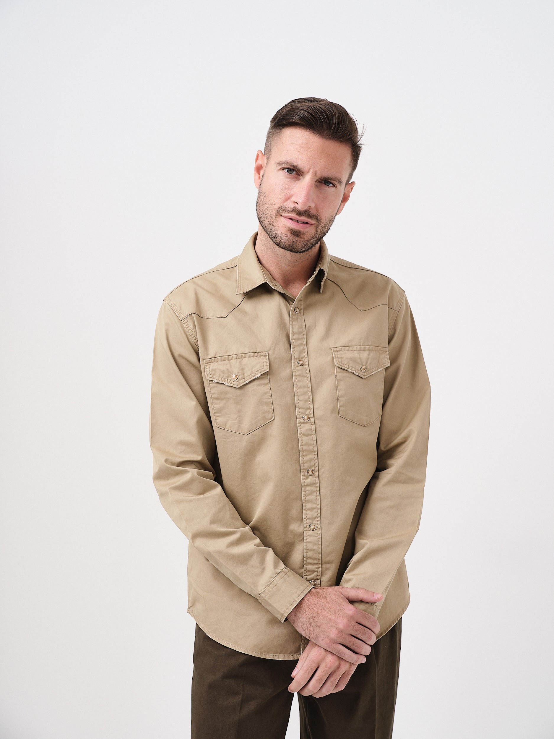 KANSAS - CAMICIA MANICA LUNGA - BEIGE