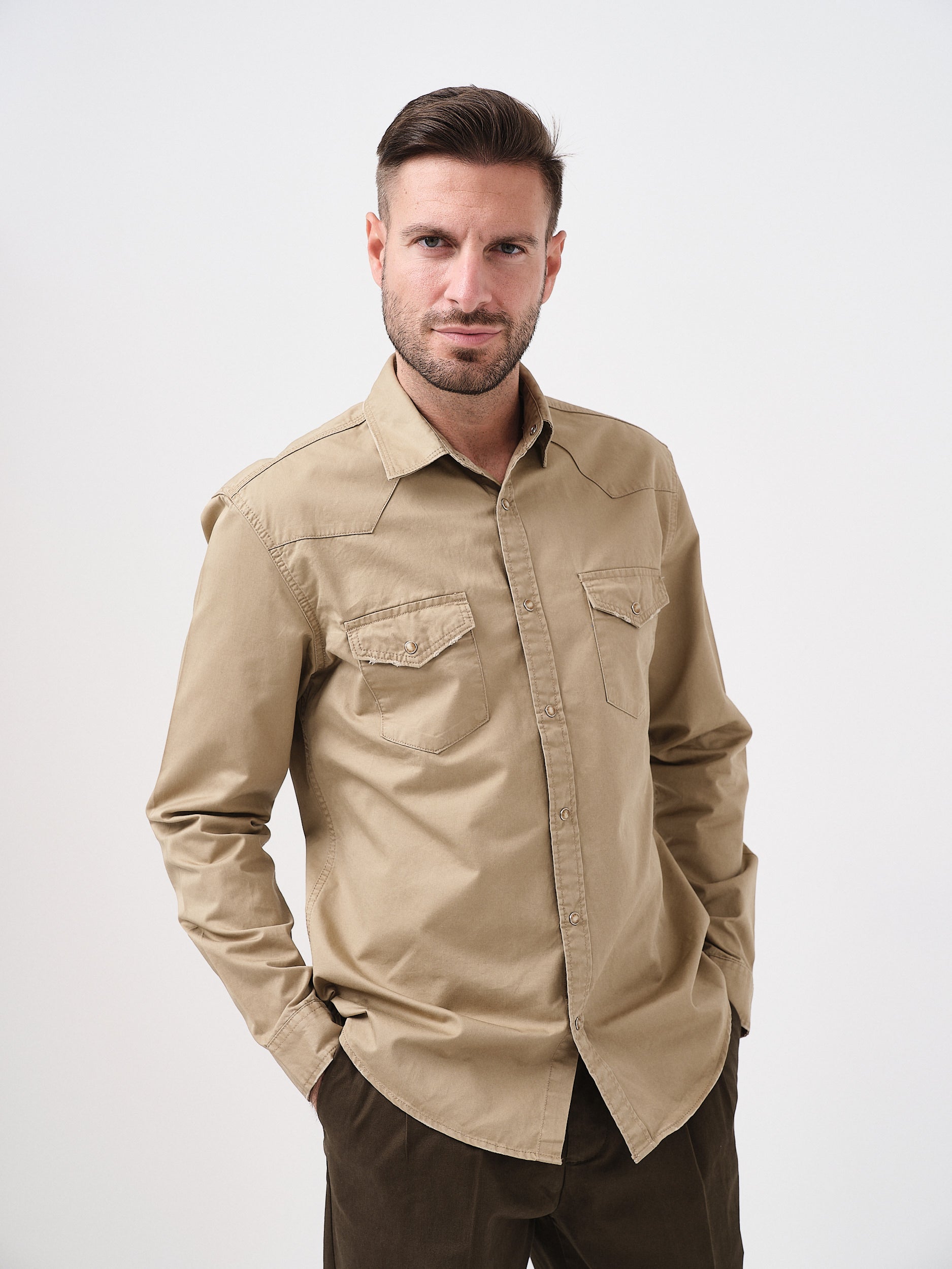 KANSAS - CAMICIA MANICA LUNGA - BEIGE