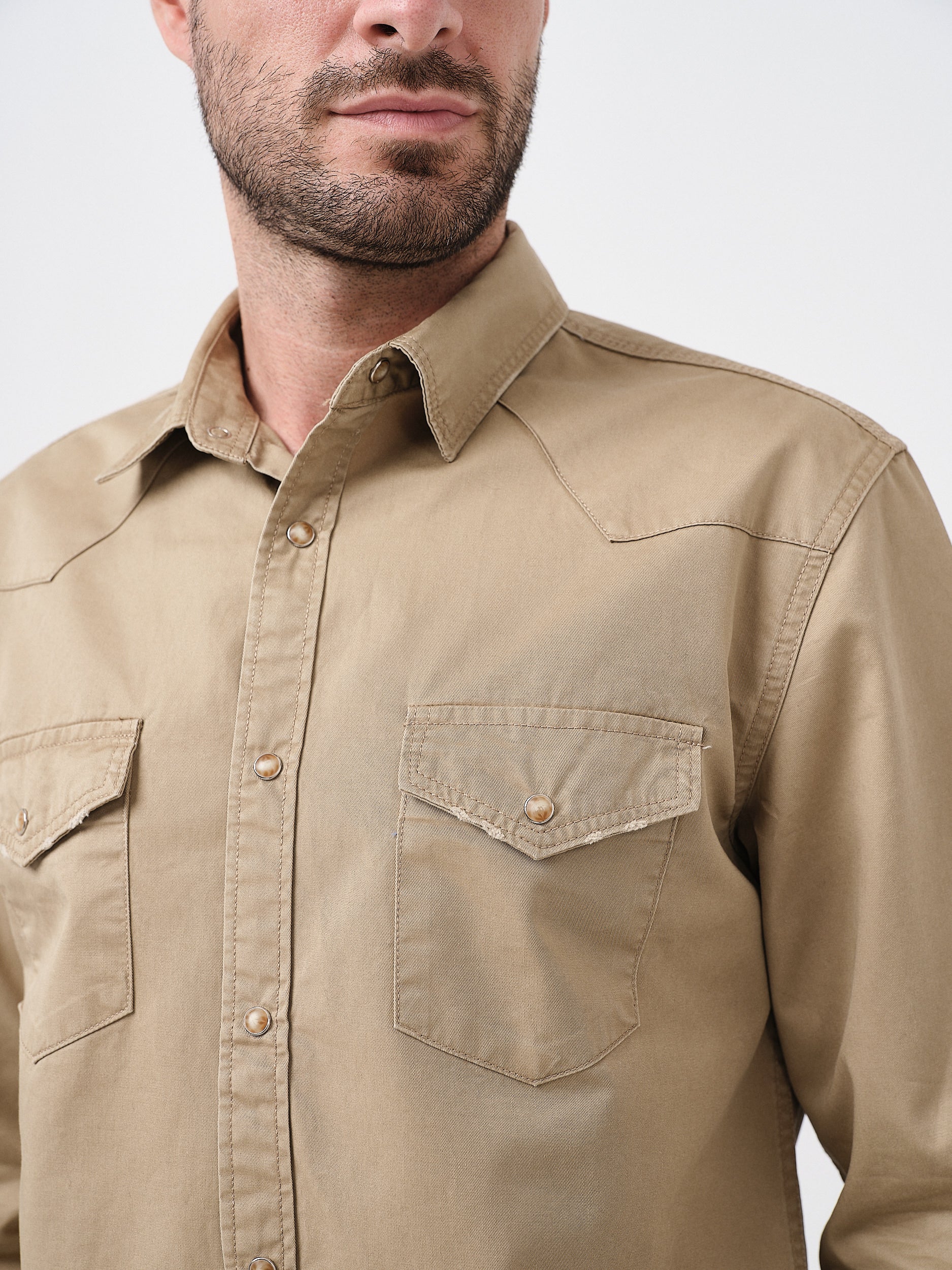 KANSAS - CAMICIA MANICA LUNGA - BEIGE